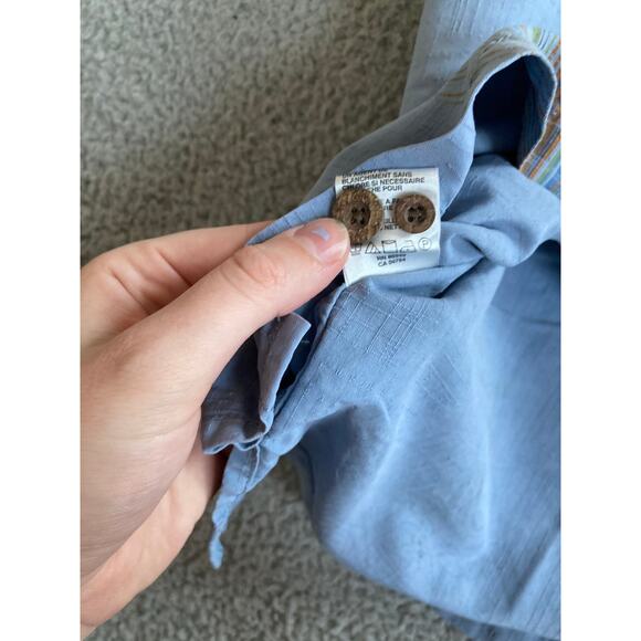 Tommy Bahama Camp Button Shirt XL 100% Silk Short Sleeve Striped Blue Beach Mens - Picture 11 of 16